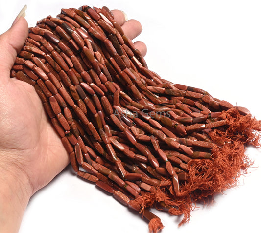 Beautiful Brown Sunstone Rectangle smooth Beads,12" Sunstone Twisted Fancy Long Rectangle Handmade Straight Drill Bead Jewelry making Crafts