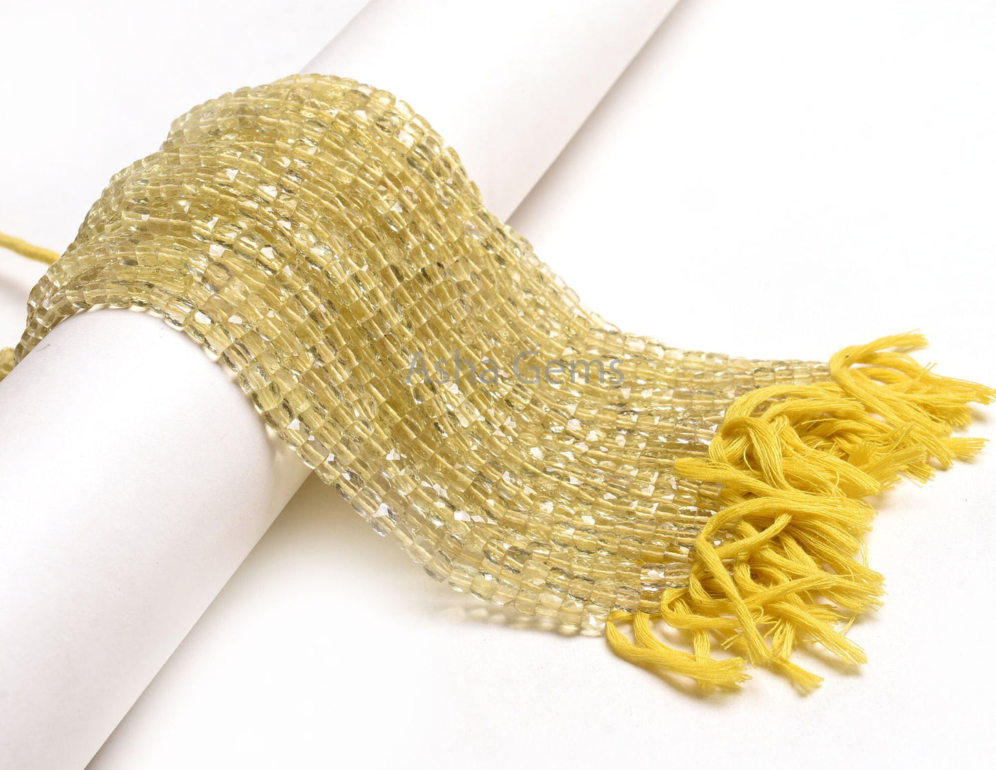 AAA Lemon Quartz Faceted 3D Cube Box Beads,9" Strand Natural Yellow Lemon Cube Gemstone Beads, Tiny Lemon Quartz Box Bead Jewelry Craft SALE