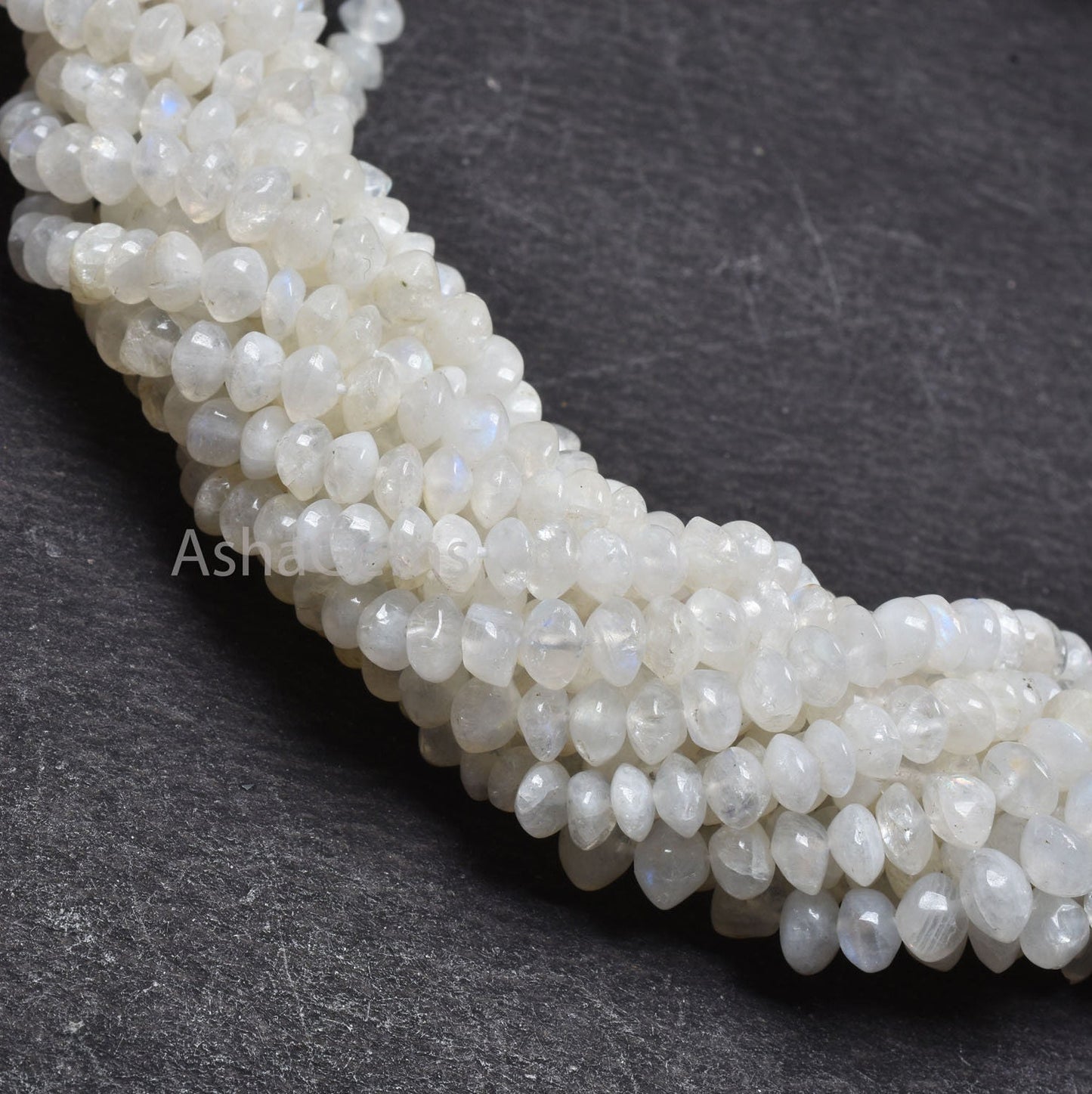 14"Strand Natural Flash Rainbow Moonstone Smooth Button Shape Gemstone Beads, White Rainbow Handmade Button Center Drill Beads Jewelry Craft