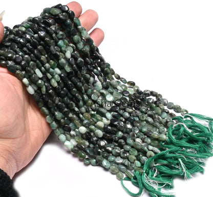 Beautiful Shaded Green Emerald Smooth Oval Gemstone Loose Beads,12.5" Natural Sakota Emerald Handmade Uneven Oval Emerald Beads Jewelry SALE