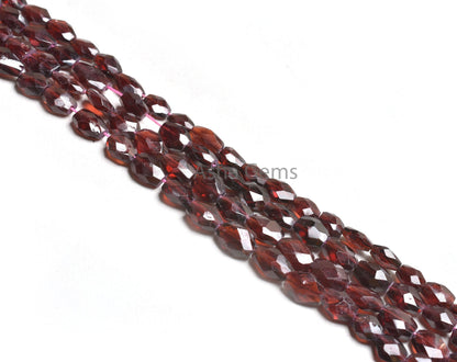 Red Garnet Faceted Oval Shape Gemstone Beads, Fine Quality Natural Garnet Indian Hand Cut Oval Briolette Straight Drill Garnet Beads Crafts