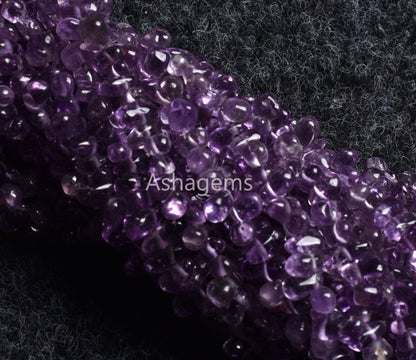 Natural Amethyst Smooth Drops Shape Beads Gemstone,13" Strand Brazil Amethyst Drops, Amethyst Side Drill Teardrop Handmade Indian Beads SALE