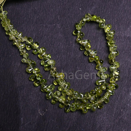 Beautiful Peridot Smooth Tiny Drops Shape Gemstone Beads, Natural Green Peridot Plain Handmade Uneven Teardrop Side Drill Beads Jewelry SALE
