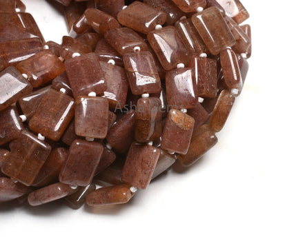 Beautiful Red Strawberry Fancy Rectangle Shape Beads,9" Strawberry Quartz Plain Handmade Chicklet Straight Drill Gemstone Bead Jewelry Craft