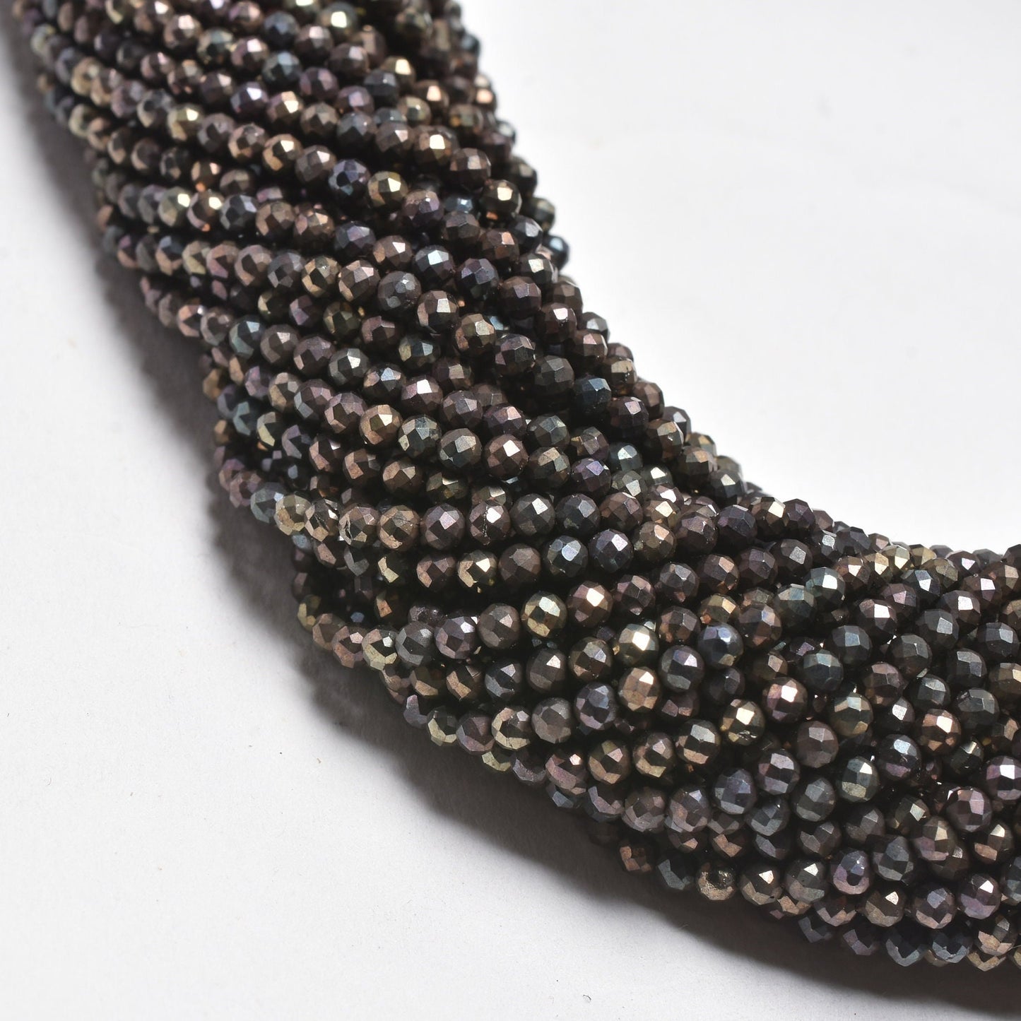 AAA Natural Black Spinal Copper Mystic Coated Micro Cut Beads,2.5mm Spinel Machine Cut Faceted Rondelle Beads, Spinel Tiny Bead Jewelry SALE