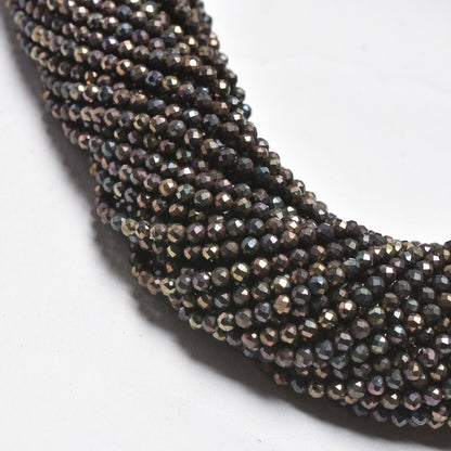 AAA Natural Black Spinal Copper Mystic Coated Micro Cut Beads,2.5mm Spinel Machine Cut Faceted Rondelle Beads, Spinel Tiny Bead Jewelry SALE