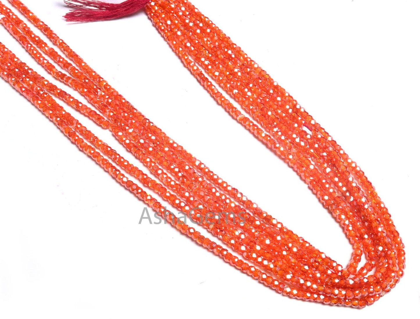 2.5 mm Beautiful Orange Zircon faceted Micro Cut rondelle Tiny beads, 13" Orange Cubic Zircon Machine Cut Beads Jewelry Necklace Crafts SALE
