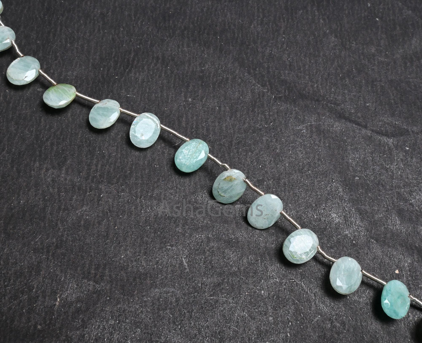Beautiful Amazonite faceted Oval Beads,7x9 mm Natural Blue Amazonite Fancy Oval Cabochon Side Drill Briolette Gemstone Beads Jewelry Crafts