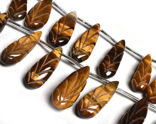 Natural Tiger Eye Carve Pears Shape Beads, Beautiful Brown Tiger Eye Carved Teardrop Beads, Gemstone Fancy Carving Beads For Jewelry Makings