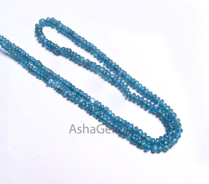 Beautiful Neon Blue Apatite Smooth Handmade Rondelle Gemstone Loose Beads,16" Neon Apatite Bead, Blue Apatite Bead Jewelry making Craft SALE