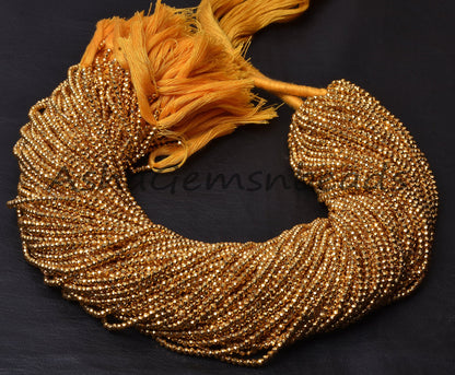 13" Strand Beautiful Natural Golden Pyrite Coated Micro Cut Rondelle Faceted Gemstone Beads,2.2mm AAA Quality pyrite bead Jewelry Craft SALE