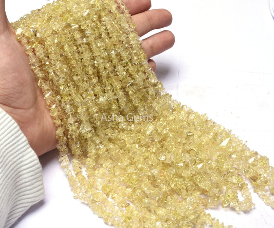 Natural Lemon Quartz Uncut Chip Beads,34" Strand Lemon Raw Rough Polish Tiny Uneven Beads Chip, Lemon Quartz Beads Jewelry Making Craft sale