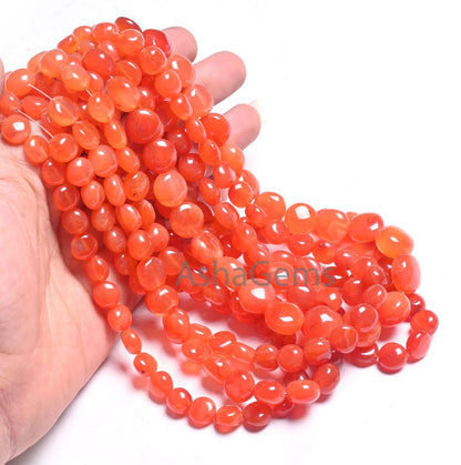 Fine Quality Carnelian fancy puff Coin Gemstone Beads, Natural Red Orange Carnelian Smooth Coin handmade Cornelian Bead Jewelry Making Craft