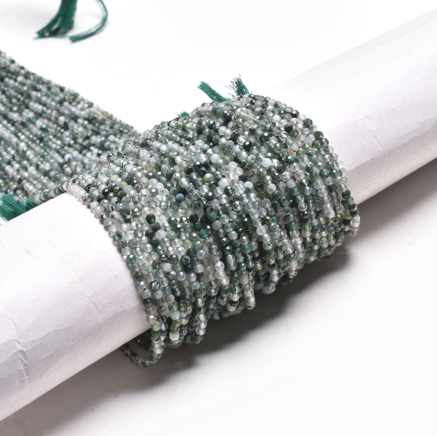 Rare Moss Green Agate Micro Cut Faceted Rondelle Gemstone Beads,2.8 mm Natural Moss agate Beads, Agate Machine Cut Bead Jewelry Crafts SALE