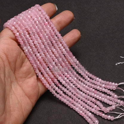 4.5 mm Rose Pink Jade Quartz faceted Rondelle Shape Gemstone Loose Beads,13.5 inch Fine Pink Jade Quartz machine cut Bead Jewelry Craft SALE