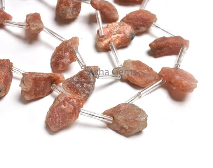 Beautiful Sunstone raw Rough Gemstone Beads, Natural Sunstone Uneven Slice Side Drill Beads Healing Crystal, Raw Mine Beads Jewelry makings