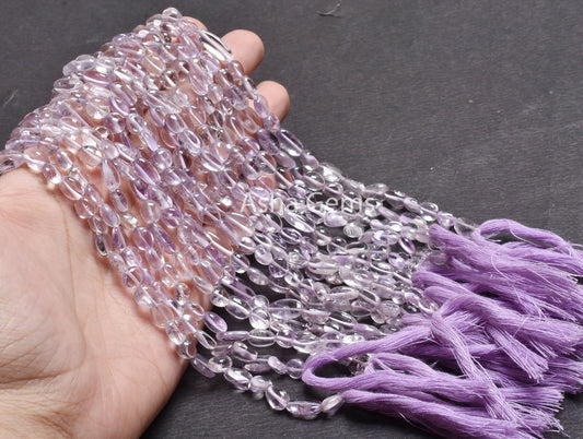 Natural Pink Amethyst Smooth Tiny Nugget Gemstone Bead,13"Strand Fine Pink Amethyst Plain Tumble Straight Drill Beads, Amethyst Bead Jewelry