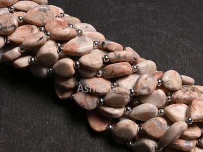 Beautiful Shaded Cream Grey Jasper Smooth Pears handmade Beads,9" Natural Jasper Teardrop Straight Drill Gemstone Beads Jewelry Making Craft
