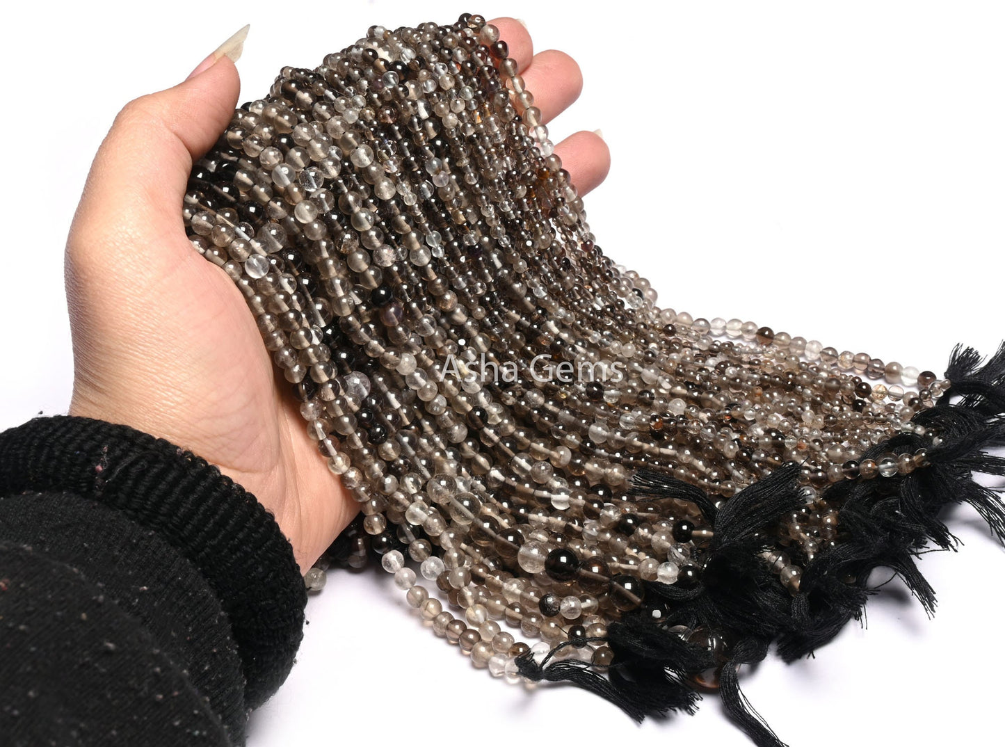 Natural Smoky Quartz Smooth Round Shape Beads, Shaded Black Smoky Round Ball Gemstone Loose Beads, Smoky Plain Beads Jewelry Handicraft SALE