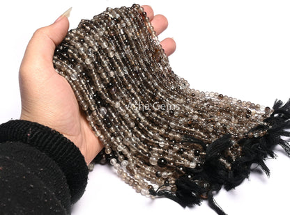 Natural Smoky Quartz Smooth Round Shape Beads, Shaded Black Smoky Round Ball Gemstone Loose Beads, Smoky Plain Beads Jewelry Handicraft SALE
