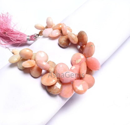 Beautiful Pink Opal Faceted Heart Shape Beads,11.5-14mm Shaded Pink Opal Beads, Fine natural Opal Heart Briolette Gemstone Bead Jewelry SALE (AG 18605)