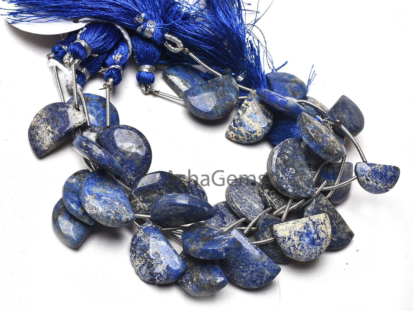 Beautiful Lapis Lazuli Fancy Shape Beads, Natural Blue Lapis Smooth D Shape Beads,6"Strand Lapis plain Handmade Gemstone Half Moon Bead SALE
