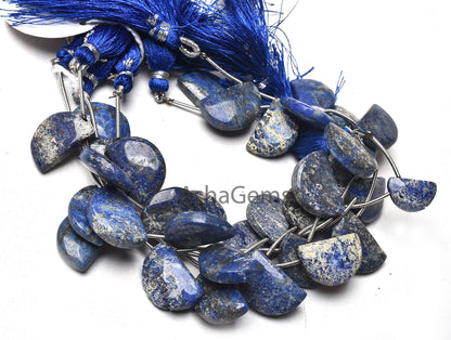 Beautiful Lapis Lazuli Fancy Shape Beads, Natural Blue Lapis Smooth D Shape Beads,6"Strand Lapis plain Handmade Gemstone Half Moon Bead SALE