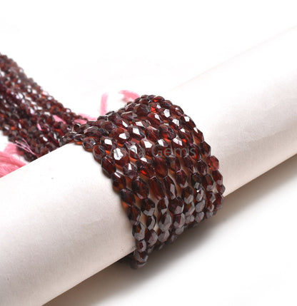 Beautiful Garnet Indian Cut Oval Briolette Beads, Natural Red Garnet Faceted Oval Straight Drill Gemstone Bead, Garnet Beads Jewelry Crafts