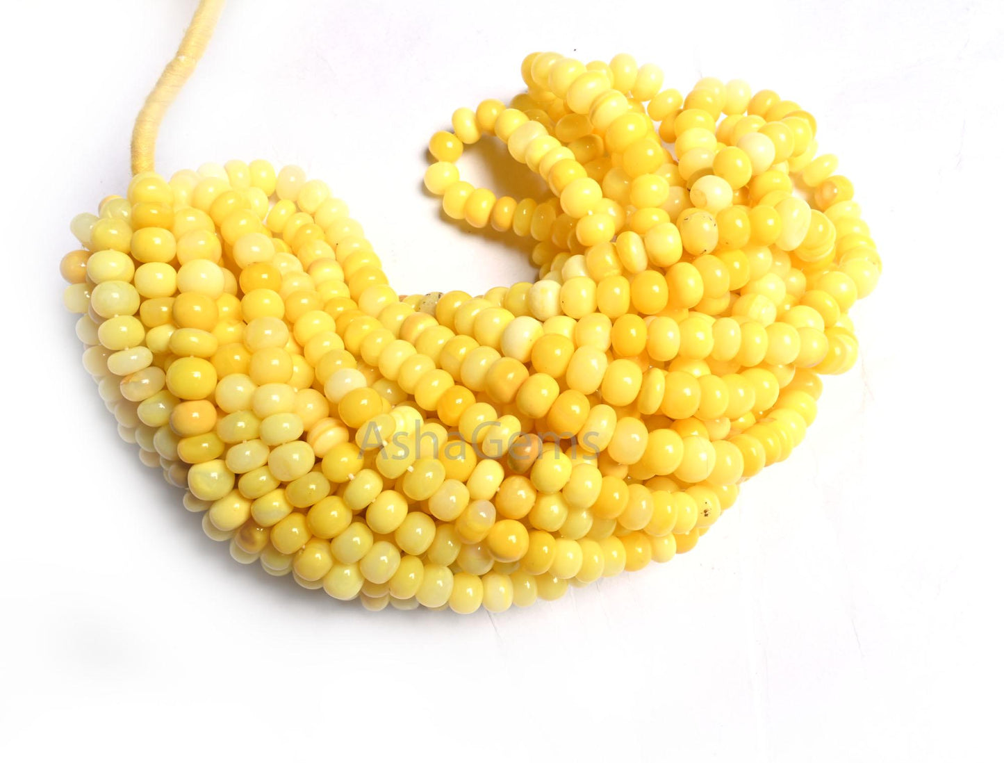 Fine Yellow Opal Smooth Rondelle Shape Beads, Yellow Opal Plain Handmade Gemstone Loose Bead, Opal Beads Necklace making Jewelry Crafts SALE