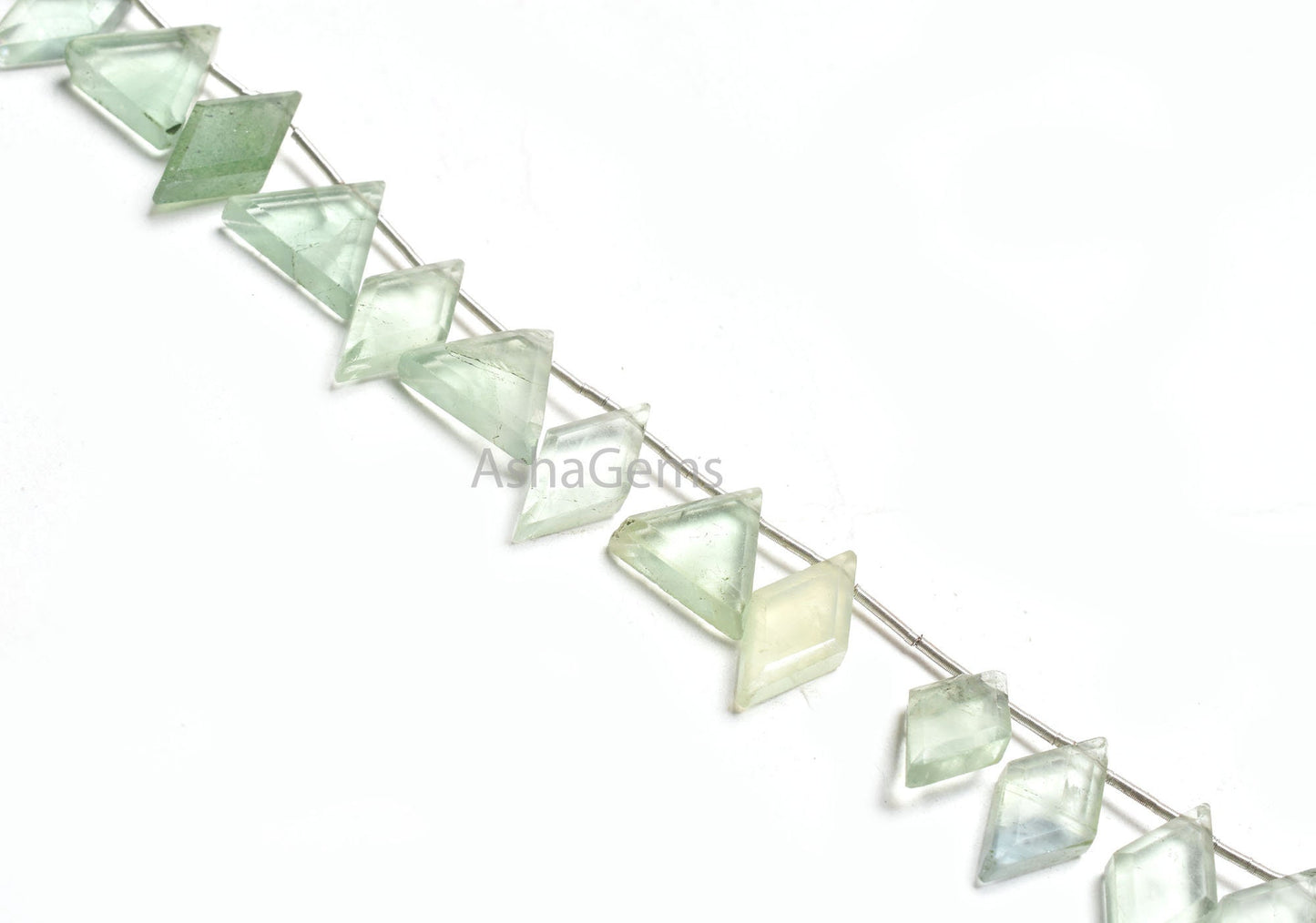 Green Fluorite Fancy Rhombus+ Trillion Shape Faceted Beads, Natural Fluorite Multi Shape Flat Fancy Side Drill Briolette Gemstone Beads SALE