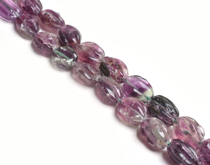 Natural Purple Fluorite Carved Oval Shape Beads,18" Strand Fluorite Purple Carving Oval Beads, Fluorite Carve Beads Fancy Jewelry Craft SALE