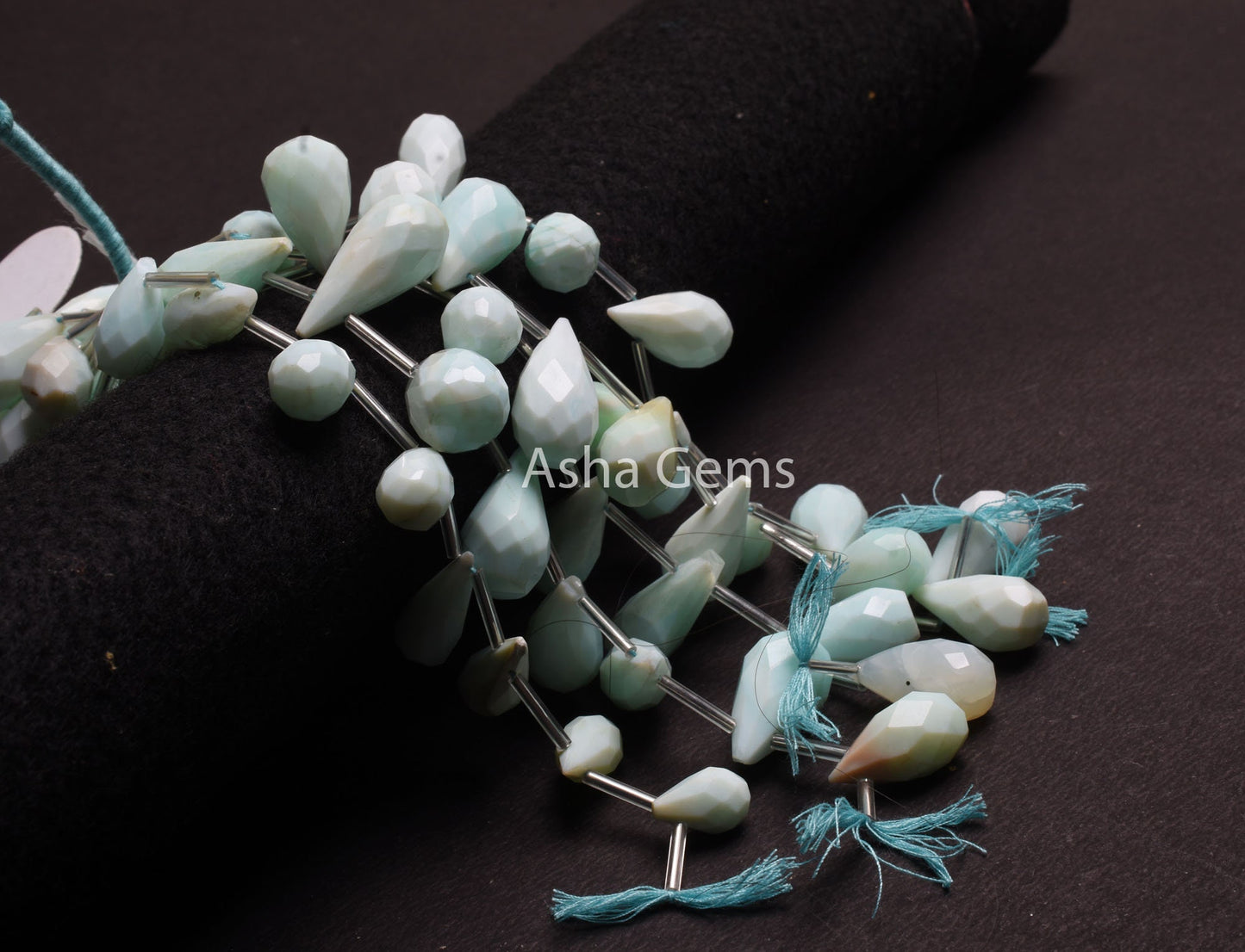 Beautiful Sky Blue Opal Hand Cut Faceted Drop Beads, Peru Opal Indian Cut Teardrop Side Drill Gemstone Beads, Blue Opal Jewelry Handicraft