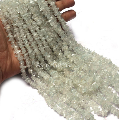 34" Strand Natural Aquamarine Uncut Chips Smooth Beads Gemstone Light Blue Aquamarine Chips, Aquamarine Smooth Raw Rough Beads Jewelry SALE