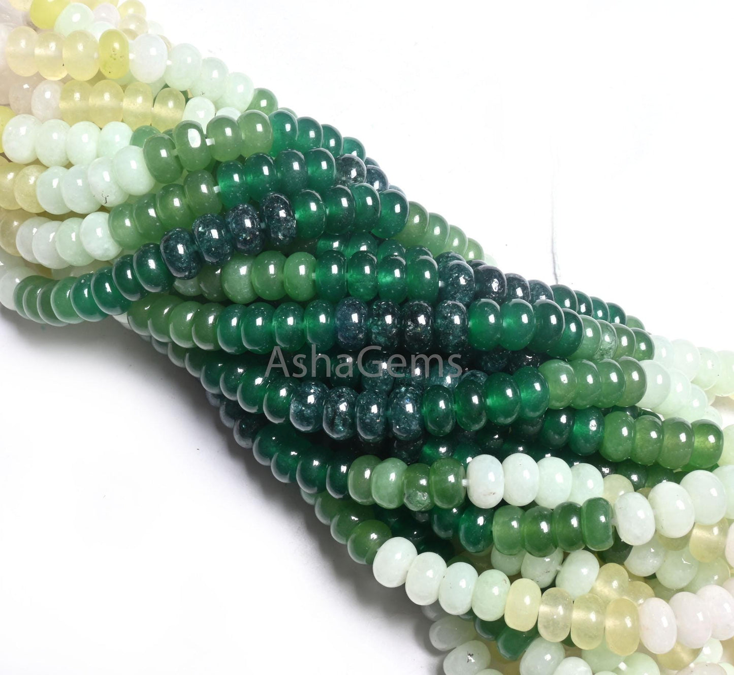 AAA Quality Mix Quartz Smooth Rondelle Beads,8 mm Shaded Army Green Multi Color Gemstone Roundelle Jade Quartz Beads Jewelry Craft Necklace (AG 12309 )