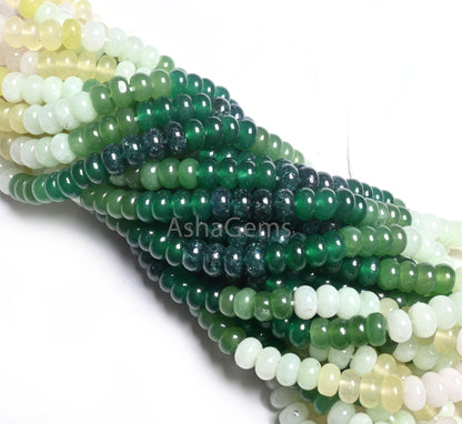 AAA Quality Mix Quartz Smooth Rondelle Beads,8 mm Shaded Army Green Multi Color Gemstone Roundelle Jade Quartz Beads Jewelry Craft Necklace (AG 12309 )