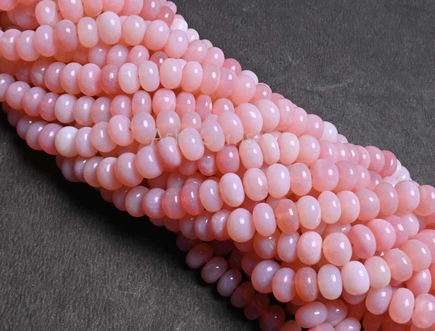 Beautiful Pink Opal Rondelle Shape Smooth Bead,16" Shaded pink Opal Handmade Gemstone Loose Beads Jewelry Making Crafts AAA Opal Beads SALE