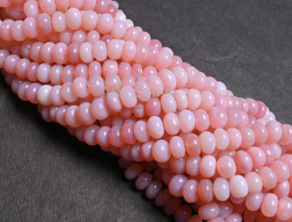 Beautiful Pink Opal Rondelle Shape Smooth Bead,16" Shaded pink Opal Handmade Gemstone Loose Beads Jewelry Making Crafts AAA Opal Beads SALE