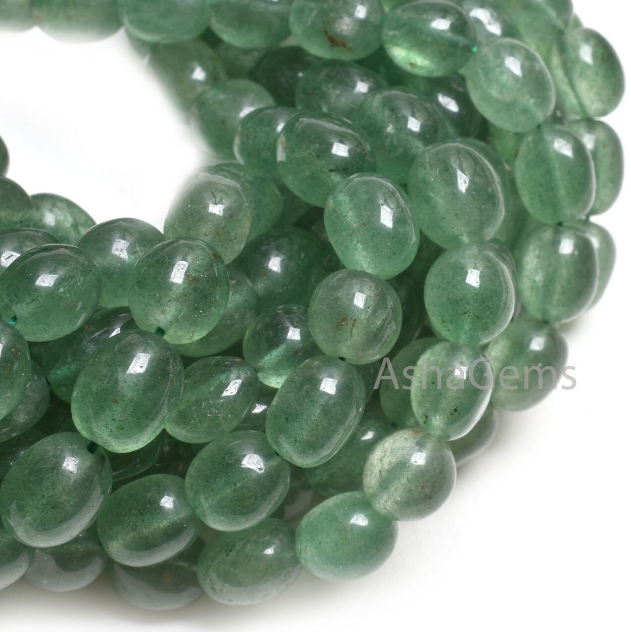 Beautiful Strawberry Quartz Smooth Puff Oval Beads, Natural Green Strawberry Plain Handmade Uneven Oval Gemstone Bead, Fine Strawberry Beads