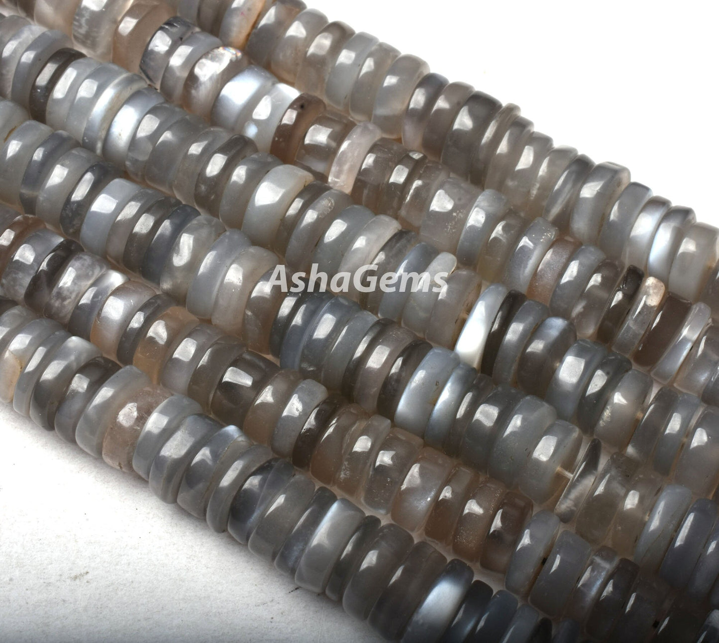 Beautiful Grey Moonstone Tyre Shape Gemstone Beads,16" Strand Natural Grey Moonstone Smooth Heishi Tyre Beads, AAA Moonstone Beads Jewelry