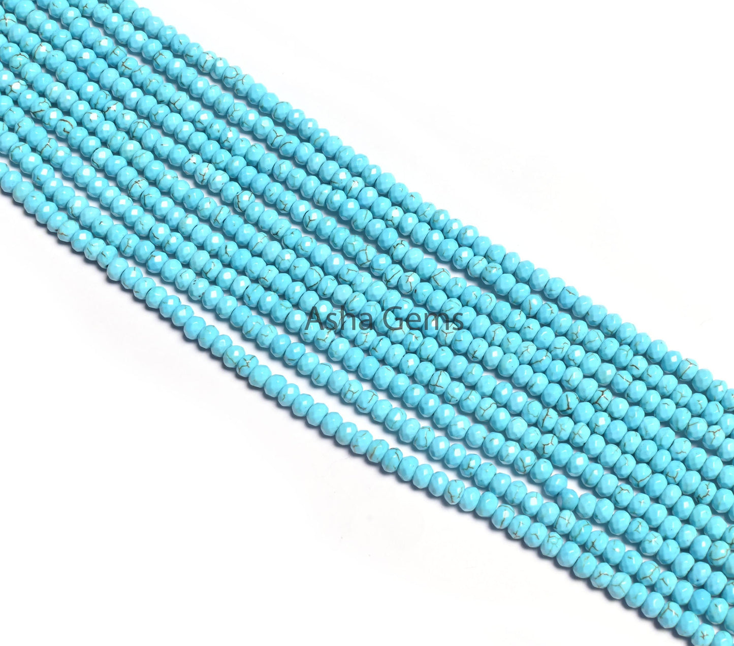 4.5 mm Beautiful Blue Jade faceted Rondelle Shape Beads,14" Strand Blue Turquoise Color Jade Quartz machine cut Gemstone Bead Jewelry Making