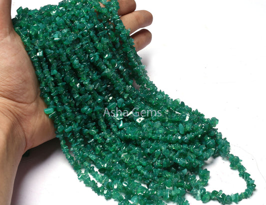 34" Strand Beautiful Green Onyx Gemstone Uncut Chips Beads, Onyx raw Rough Polish Beads, fine Green Onyx uneven Nugget Beads Jewelry making
