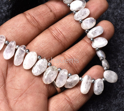 Rainbow Moonstone Smooth Oval Shape Beads, Natural Fire Rainbow Side Drill Oval Beads, White rainbow Plain uneven Oval Handmade Bead Jewelry