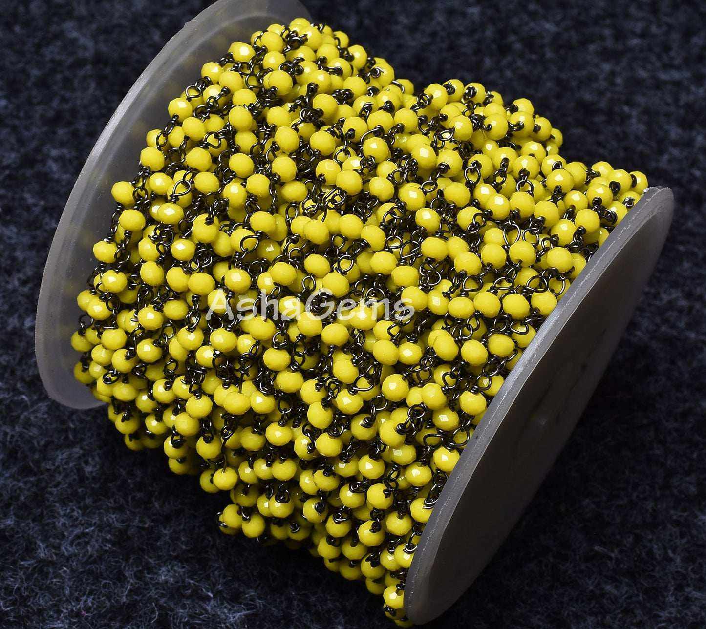 Rosary Chain, Beautiful Yellow Jasper Hydro Faceted Rondelle Beaded handmade Rosary Chain,3 mm Gunmetal Wire Wrap Chain Jewelry Making Craft