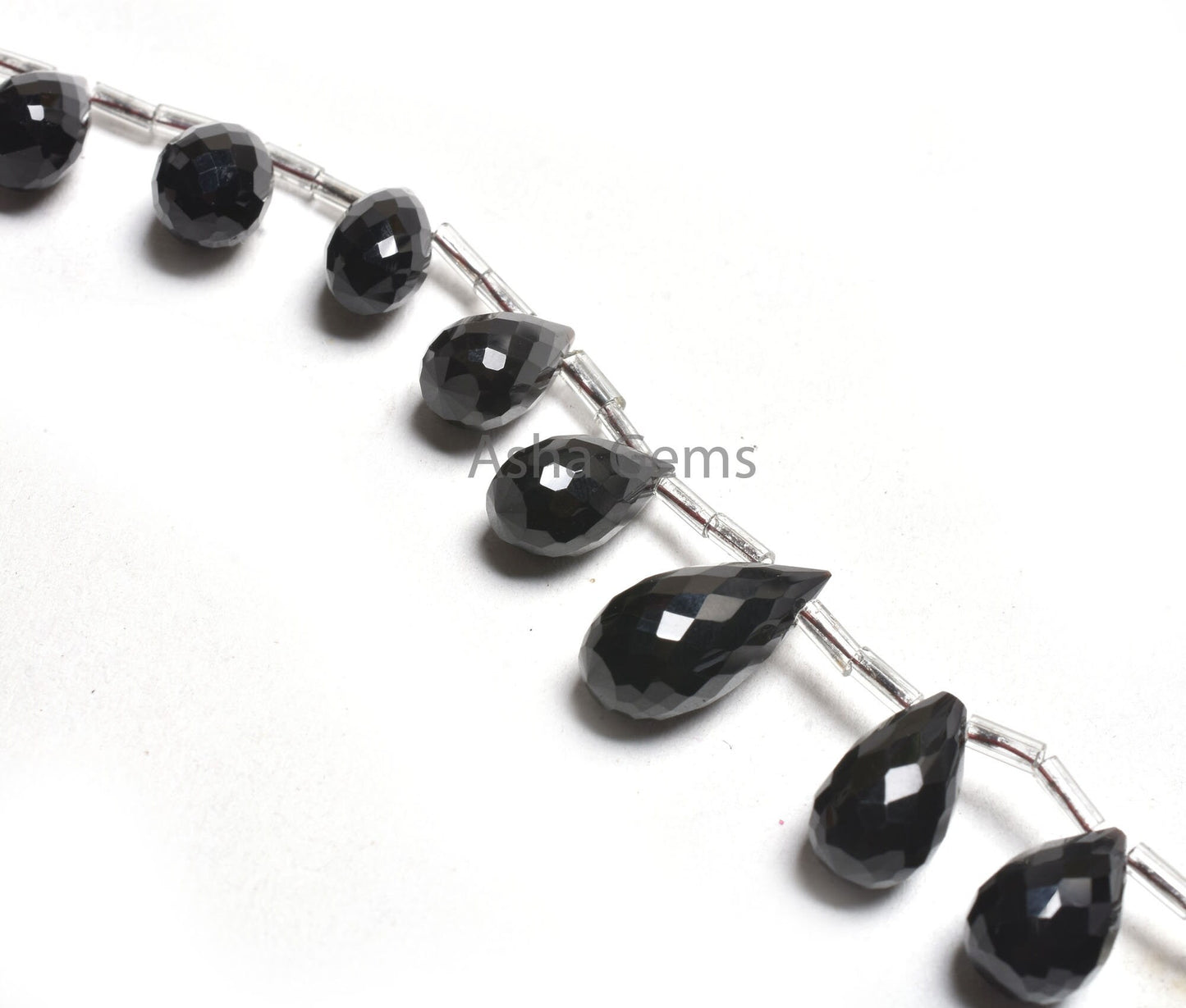 AAA Quality Black Spinal Faceted Drop Shape Beads,7x12-8x17 mm Onyx Teradrop Briolette side Drill Gemstone Beads, Black Onyx Beads Jewelry