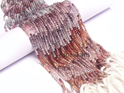 2.5mm Natural Multi Spinel Micro Cut Faceted Gemstone Beads, Genuine Spinel Machine Cut Rondelle Beads, Fine Real Spinal Bead Jewelry Crafts