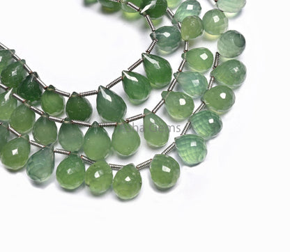 AAA Quality Green aventurine faceted Drop Shape Beads,8" Natural Aventurine Teardrop Briolette Gemstone Side Drill Beads Jewelry Crafts SALE