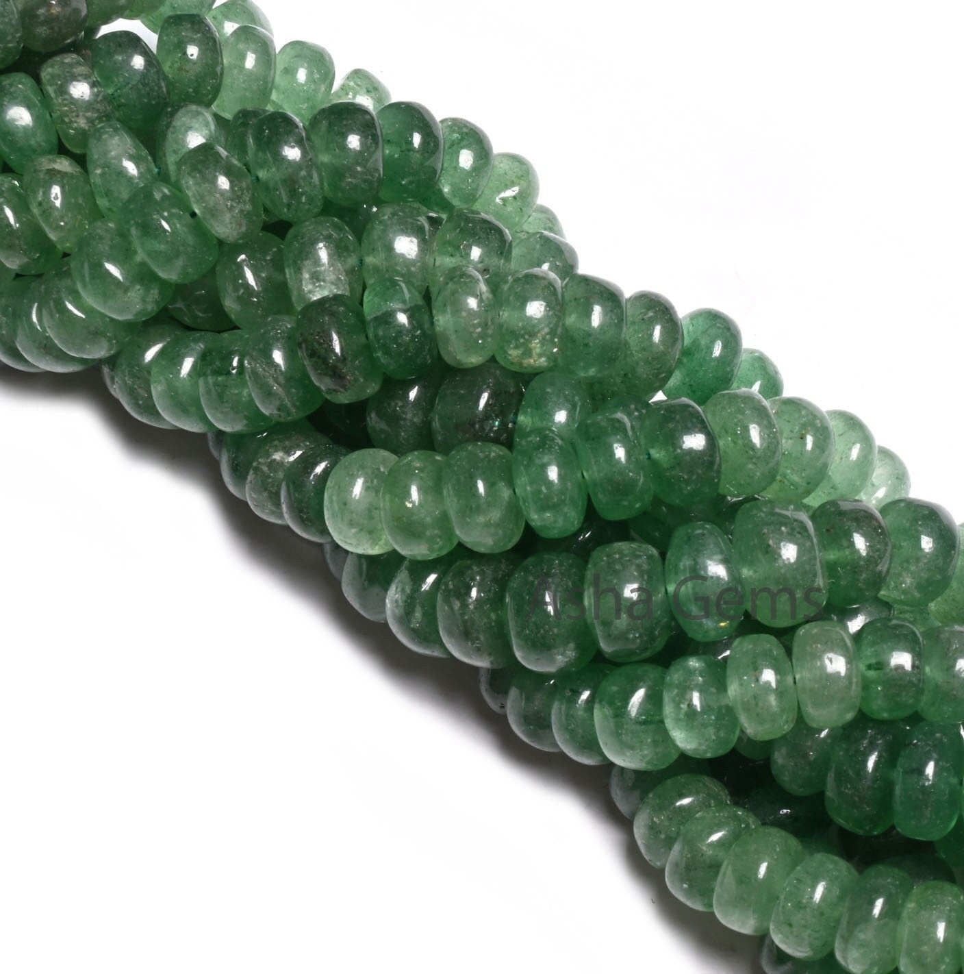 Fine Shaded Green Strawberry Quartz Rondelle Shape Beads,10"Natural Strawberry Quartz Handmade Smooth Gemstone Loose Bead Jewelry Craft SALE