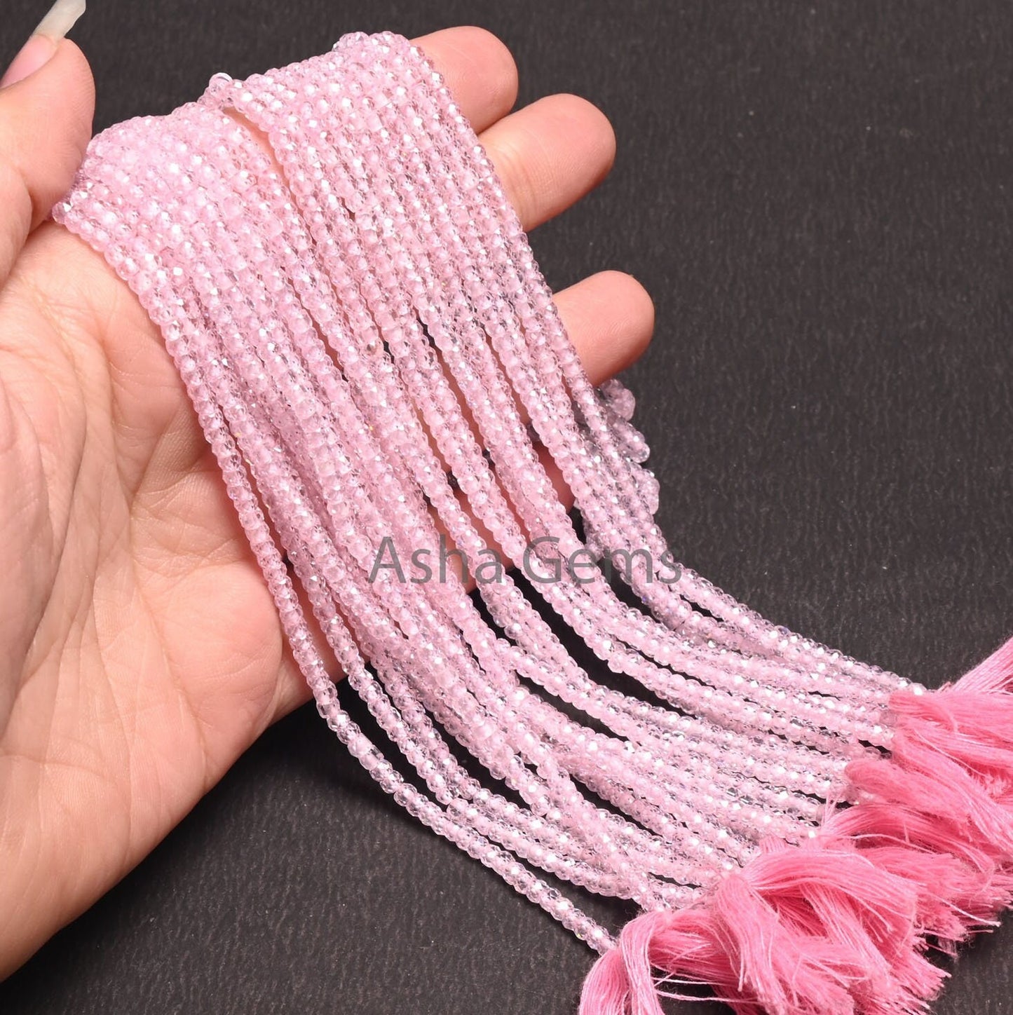 Beautiful Pink Color Zircon Faceted Rondelle Beads,3 mm Baby Pink Zircon Micro Cut Beads, AAA Rose Pink Zircon Machine Cut Bead Jewelry SALE
