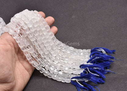 White Crystal quartz faceted 3D Cube Box Beads, Natural Crystal beads,8" Crystal faceted Cube Box Gemstone Beads Jewelry Making Crafts SALE