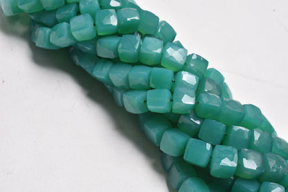 Beautiful Green Onyx 3D Cube Box Shape Gemstone Beads,8" Green Onyx Faceted Cube Beads, Onyx Indian Cut Box Bead For Jewelry Handicraft SALE